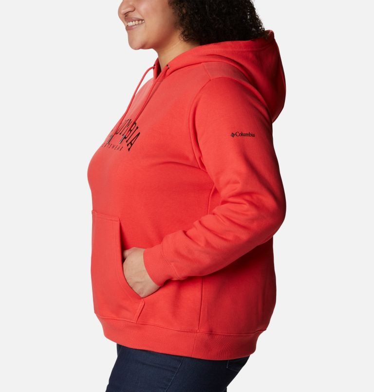 Women's Columbia Logo Hoodie Red | Plus Size CA-N38C4